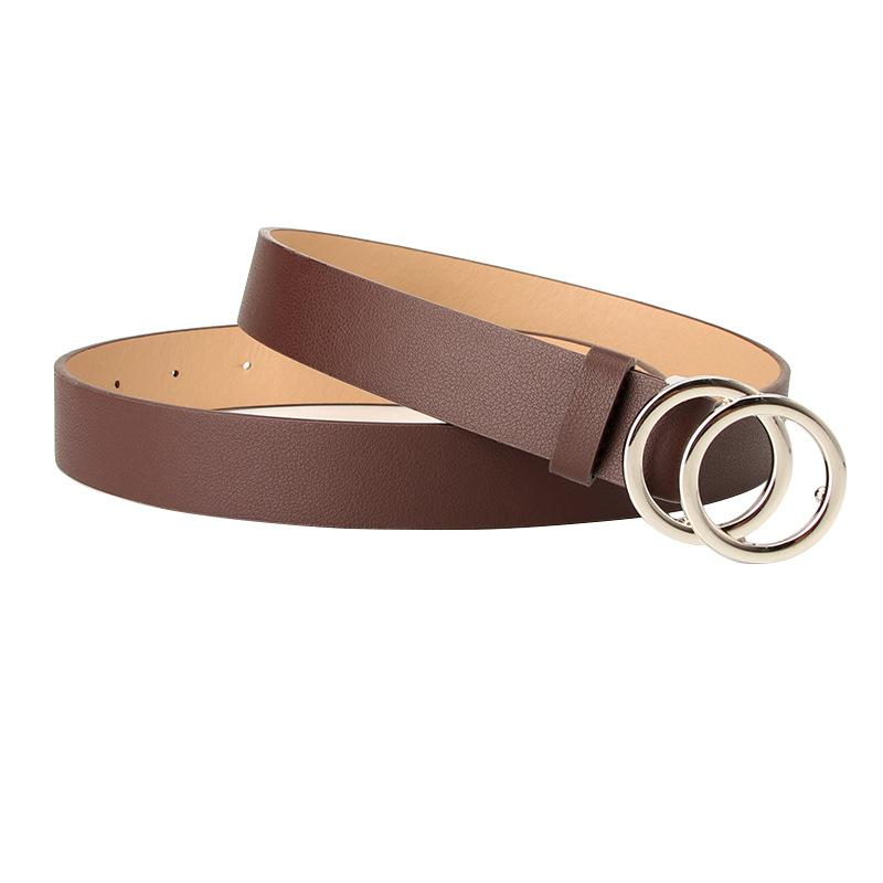 Double Ring Buckle Belts Simple Solid Color PU Leather Waistband Classic Jeans Pants Belt Dress Coat Girdle For Women