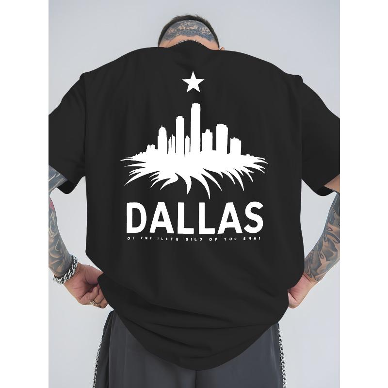 

Модные летние мужские футболки для активного отдыха в Далласе, с повседневными большими размерами, стильными принтами, свободным кроем, универсальным круглым вырезом 2XL чёрный