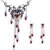 1 Set Niche Design Sense Red Dripping Diamonds Necklace Love Heart Earrings Halloween Christmas Fashion Retro Earrings