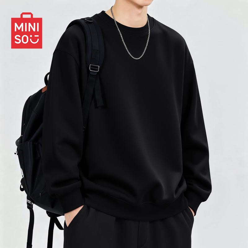 MINISO Men's Casual Crew Neck Pullover Sweatshirt
