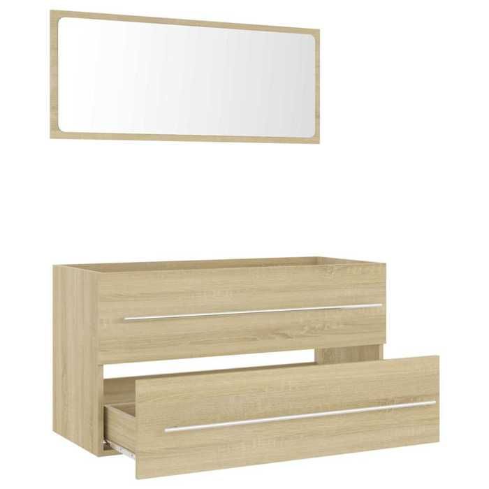 VidaXL 2-Piece Bathroom Furniture Set Storage Cabinet Wall Mirror Bathroom Cupboard Vanity Unit 804848