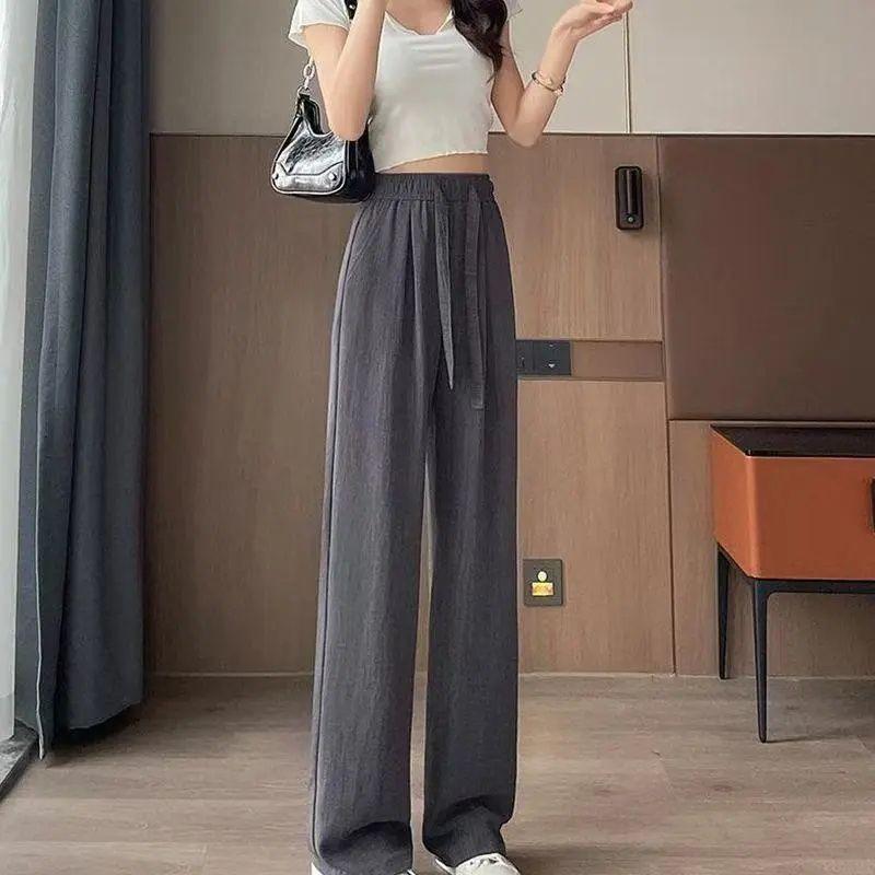 Wide leg pants women's spring summer 1116 new high waist drape thin lazy casual straight texture mopping pants