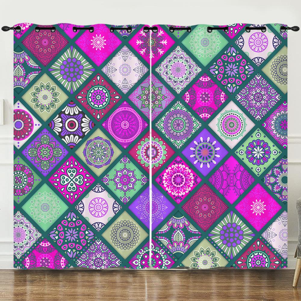 Vorhang Ethnischer Stil 3D Digitaldruck Verdunkelungsvorhang Ösen