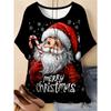 Women'S Santa Claus Print T-Shirt Breathable Round Neck Short Sleeve Summer Top with Candy Cane Snowflake Design Y2k Clothes Top