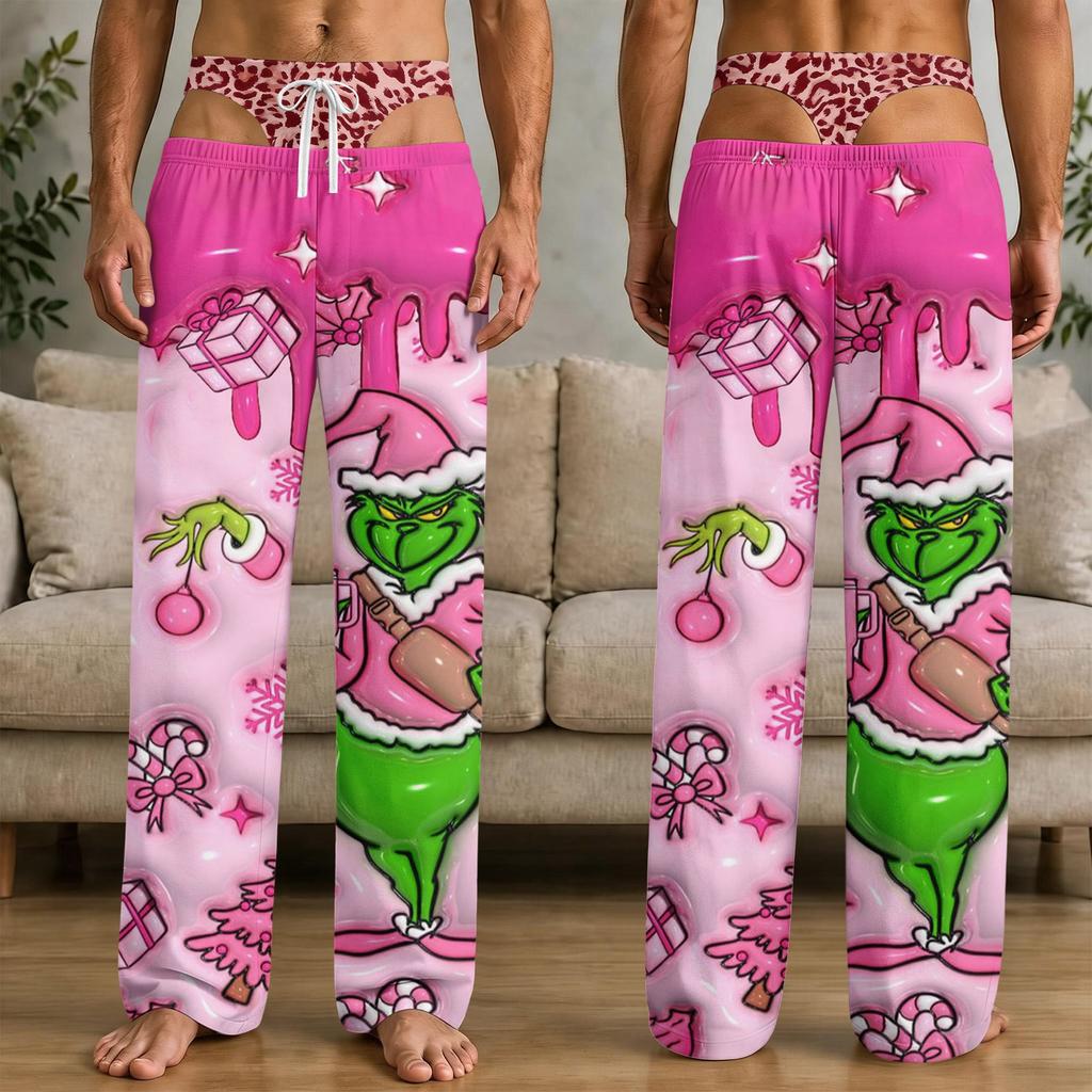 Men's Funny Christmas Print Pants with Pockets Casual Sleep Pants for Home