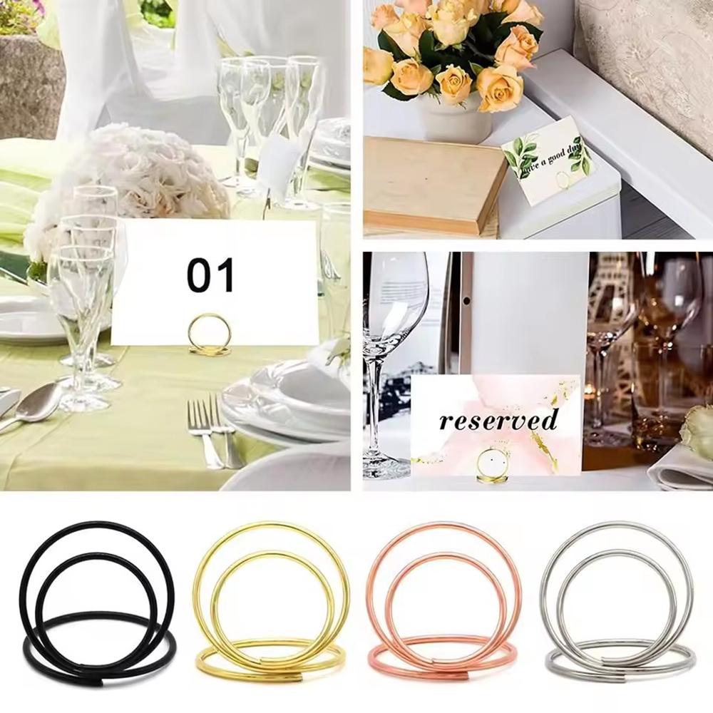 10Pcs Table Number Holder Round Shape Picture Cards Display Stand Stands Name Labels Photos Clips for Wedding Anniversary Party