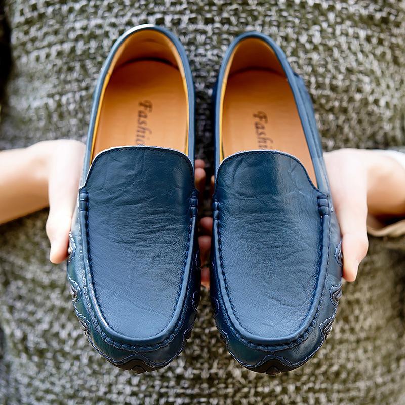 

Кожаная мужская повседневная обувь Doudou shoes trend universal one-pedal driving shoes soft sole soft surface leather shoes 38 синий