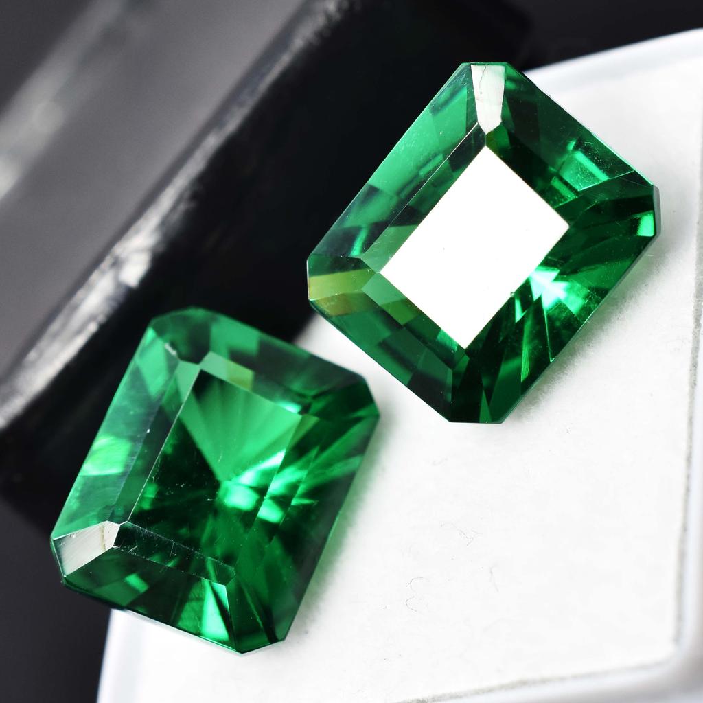 Natural Green Garnet Amazing Emerald Cut 18.10 Ct CERTIFIED Loose Gemstone Pair