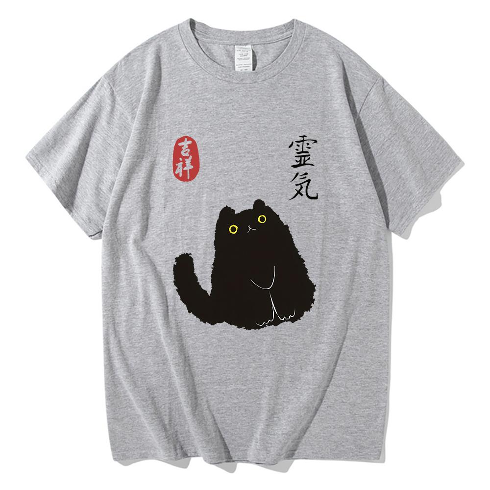 Lucky Cat Black Cat Vintage Japanese T Shirt Kawaii Unisexunisex Clothing Cotton Graphic T Shirts Vintage Clothes For Days Gifts