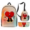 Hip Hop Popular Funny Bad Bunny 3D Print 3pcs/Set Pupil School Bags Travel Laptop Backpack Chest Bag Pencil Case