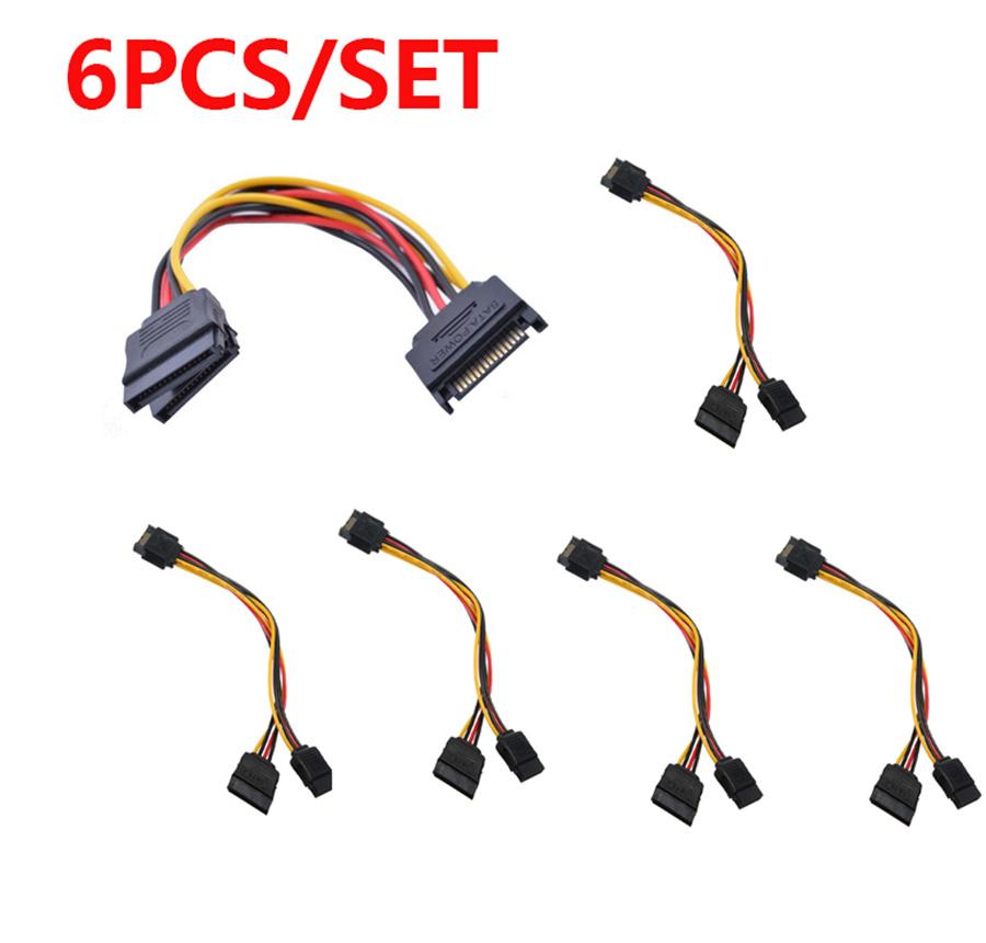 

6-pin sata power splitter cable with y connector (male-female) for hard disk hdd. new