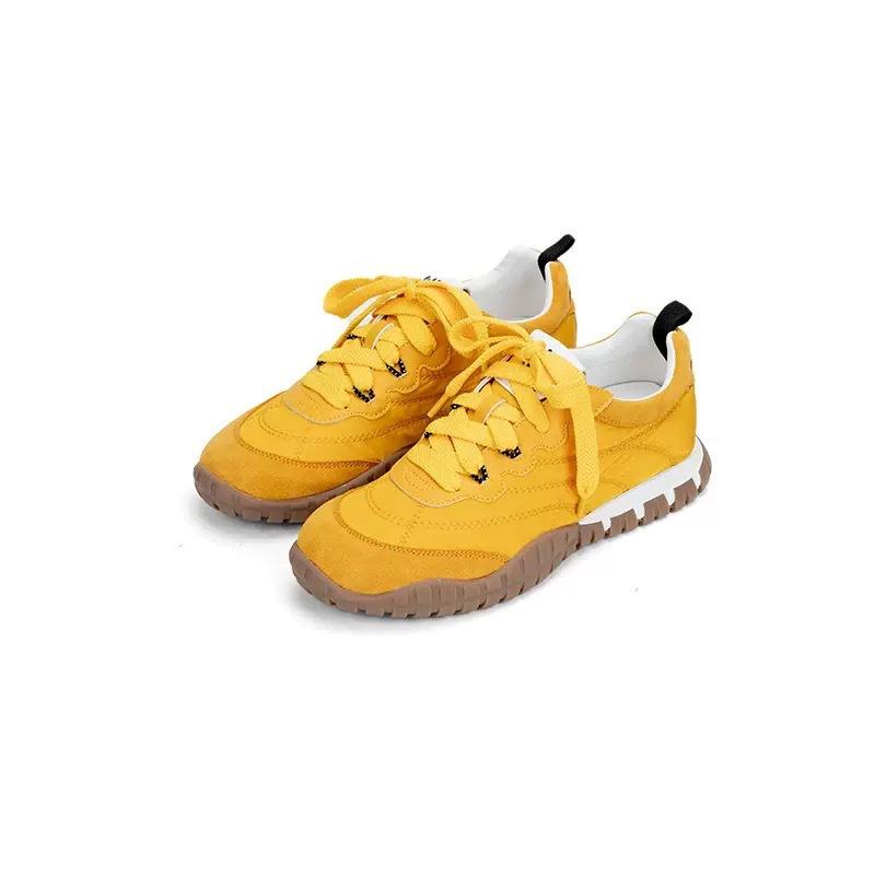 

Cowhide~ Grape Mom The same 5cm inner height increase thick sole leather casual sports shoes women s German training shoes versatile Forrest Gump sho 40