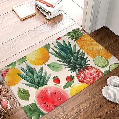 1 alfombrilla de cocina antifatiga, con estampado de frutas, impermeable, antideslizante, gruesa, acolchada, resistente y cómoda para estar de pie en la cocina
