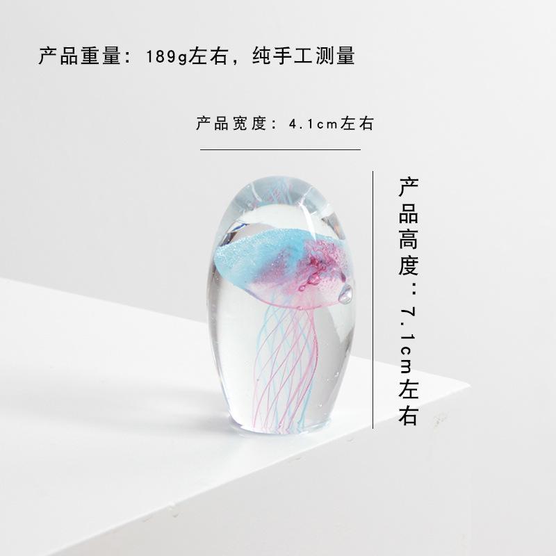 Hand‑made Colored Glaze Jellyfish Figurine Ocean Animal Paperweight Desktop Home Art Decor Ornament