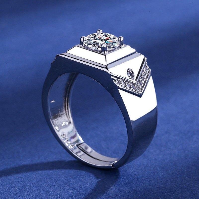 

Новое мужское деловое кольцо Кольцо с открытой шинкой с четырьмя крапанами Модное обручальное кольцо Кольцо с бриллиантом муассанитом в один карат Ювелирные изделия