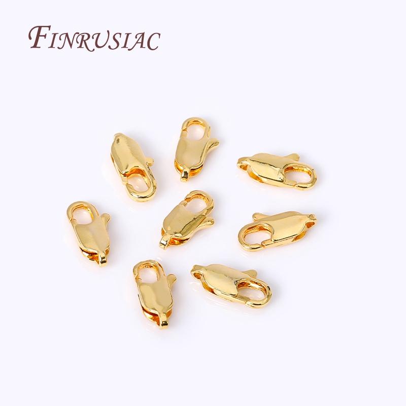 18K Gold Plated Brass Oval Lobster Clasp Connector Rhodium plated Lobster Clasps Lock DIY Jewelry Making Findings Supplies