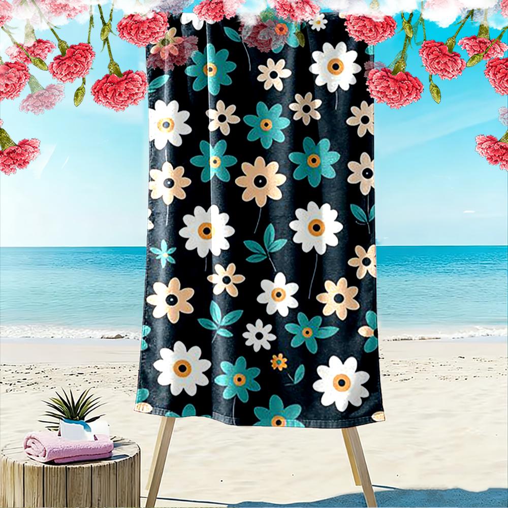 Floral Pattern with Daisies Design Beach towel quick-drying for travel outdoor sports jogging beach and swimming