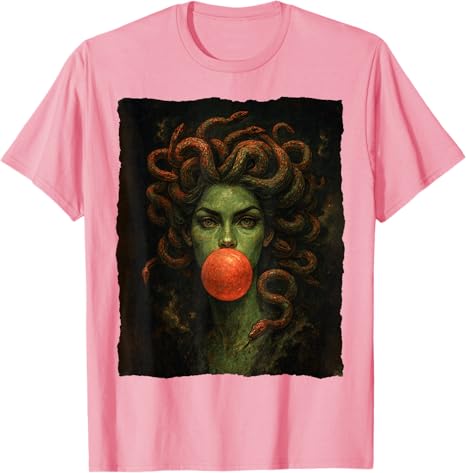 Medusa Kaugummi Feministin Griechische Mythologie Halloween T-Shirt Mythisches Monster Schlangenhaar Gorgone Lustig Fantasy Ästhetik Kleidung