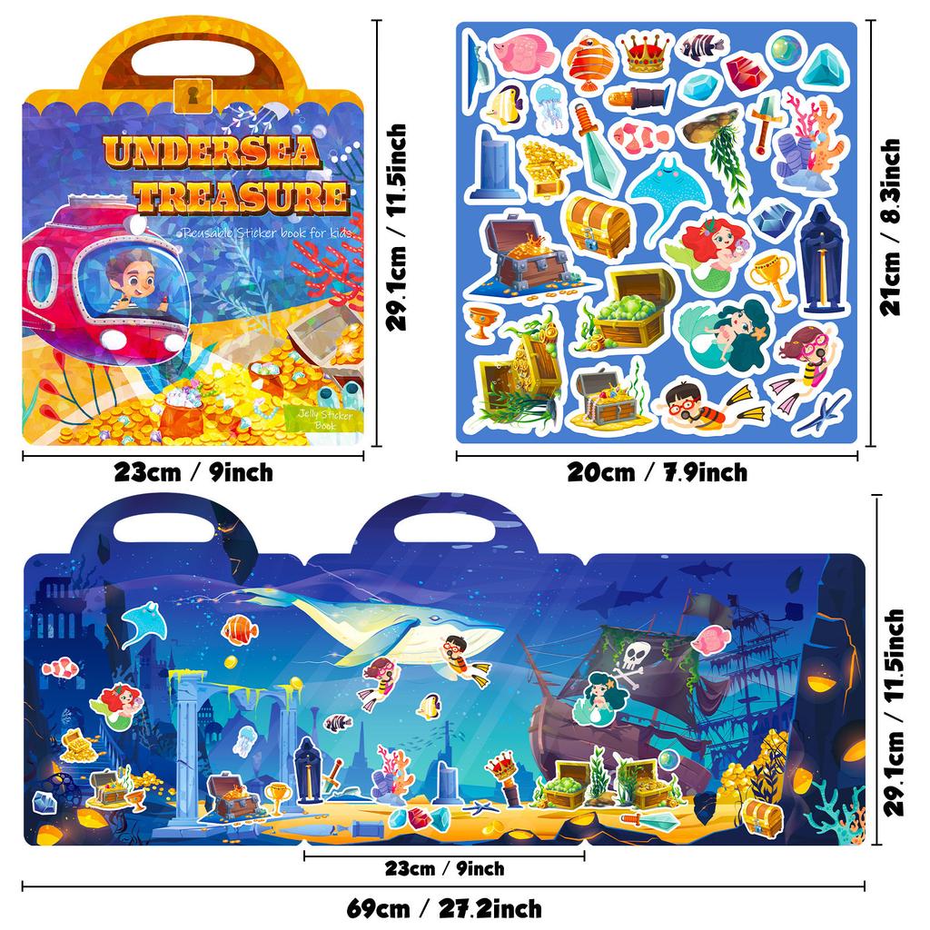 Children'S Personalized Diy Underwater Treasure Children'S Early Education Quiet Book Parent-Child Interaction Can Be Repeatedly Pasted Jelly Stickers