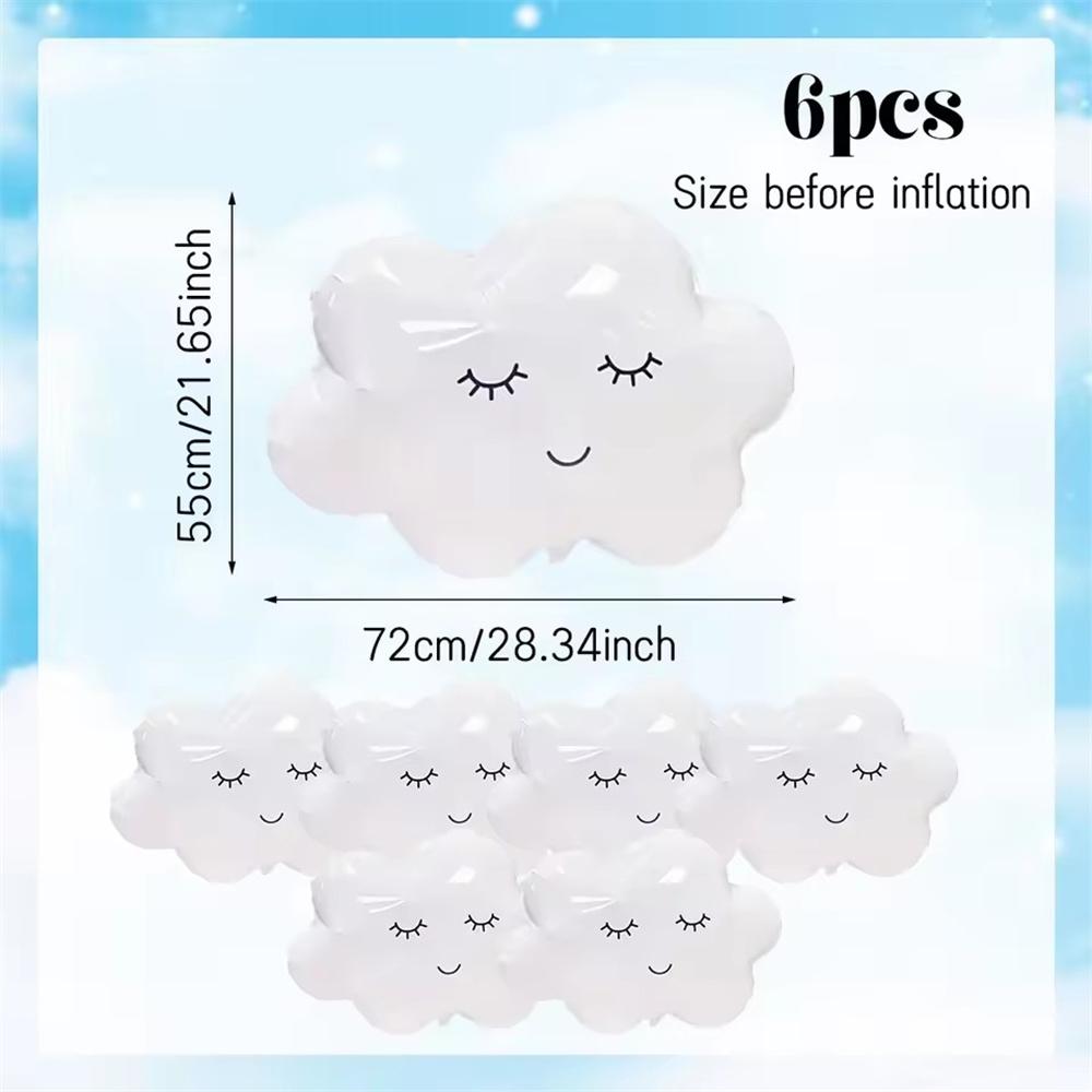2/6pcs Smiley Face White Cloud Aluminum Film Balloons Children Birthday Party Home Decoration Baby Shower Decoration Supplies