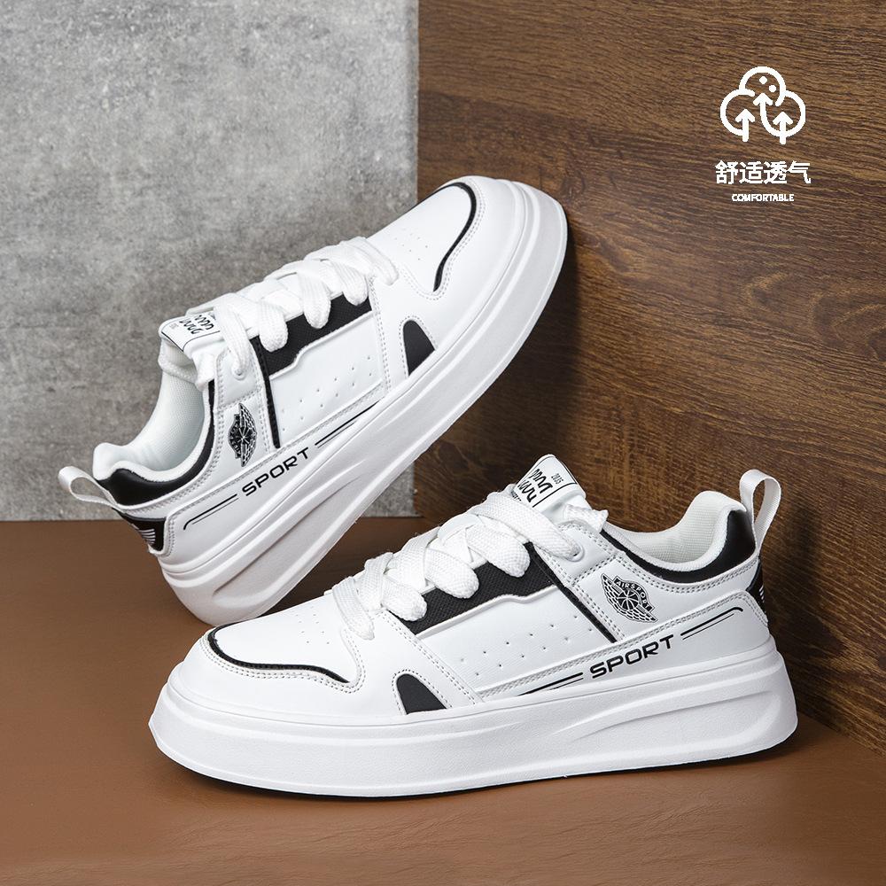 

Мужские кеды новая ранняя весна и осень белые туфли толстая подошва дышащие легкие модный тренд универсальные для бега повседневные мужские 44