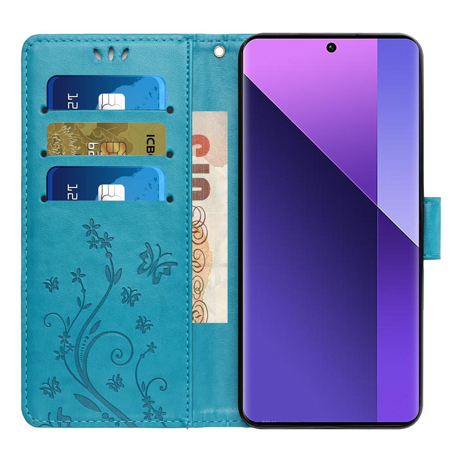 

For Motorola Moto G05 4G Leather Wallet Case Butterfly Flower Imprinted Phone Cover with Strap Rose Gold