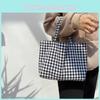 Charming Fresh Portable Bento Bag Japanese Style Plaid Handbag For Moms Students
