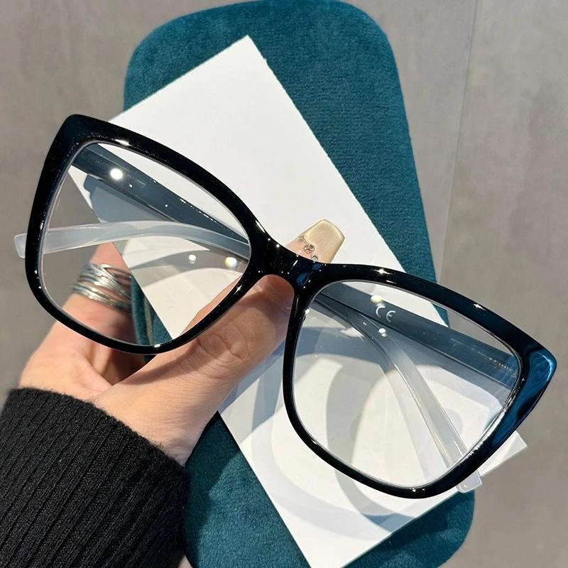 Fashion Cat-Eye Blue Light Blocking Reading Glasses Women's INS Style Large Frame Comfortable Spring Temples Presbyopia Glasses