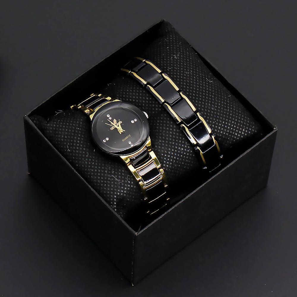 Couples Quartz Wristwatch Set - Stainless Steel Band