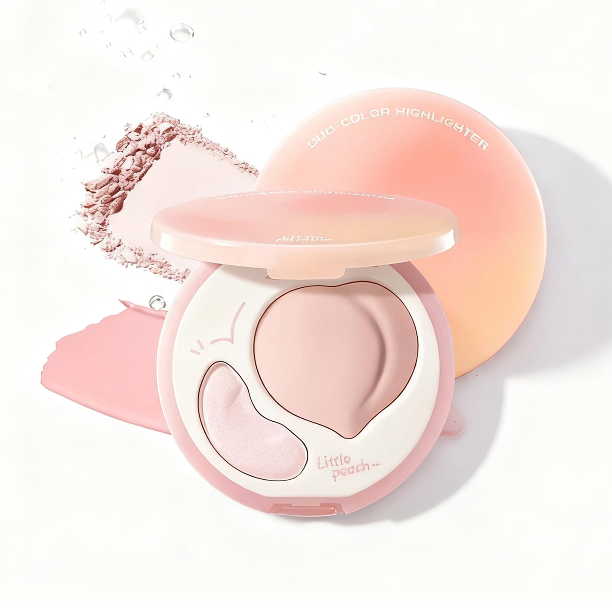 Little Ondine Cream Highlighter 2-Color Palette: Dual Effect Matte & Shine Shading, Sculpting, Nose Shadow, Blush - Multi-purpose in one product.