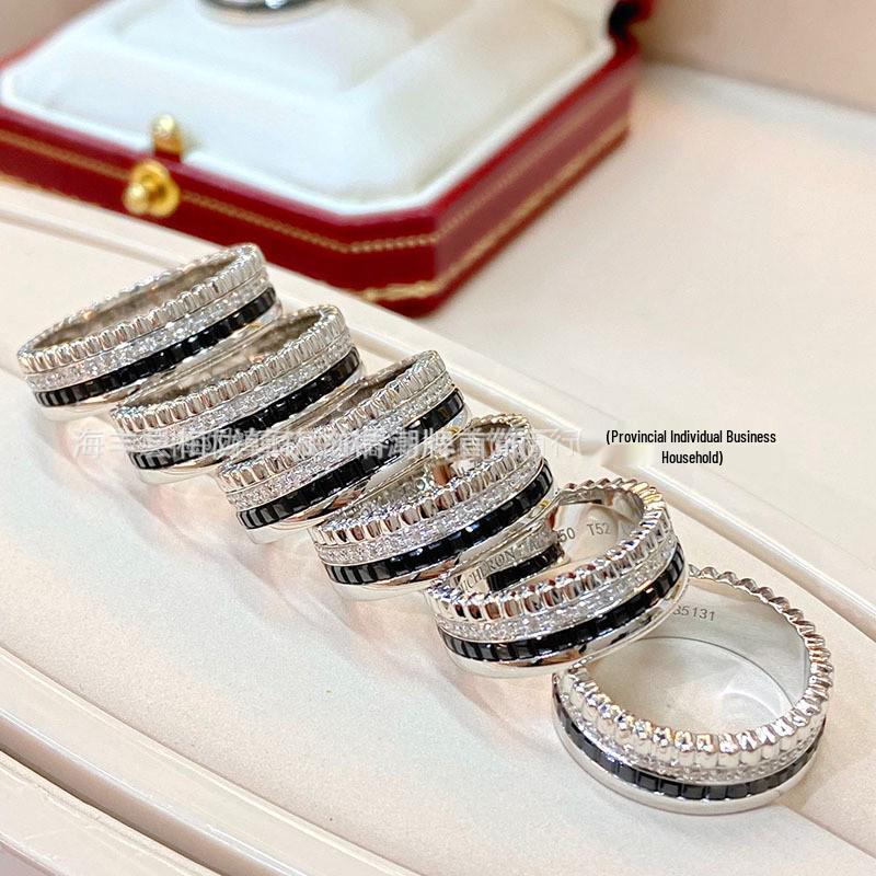 Baojia Vysoce kvalitní černý diamantový keramický otočný pár prstenů - Luxusní a univerzální pro muže i ženy