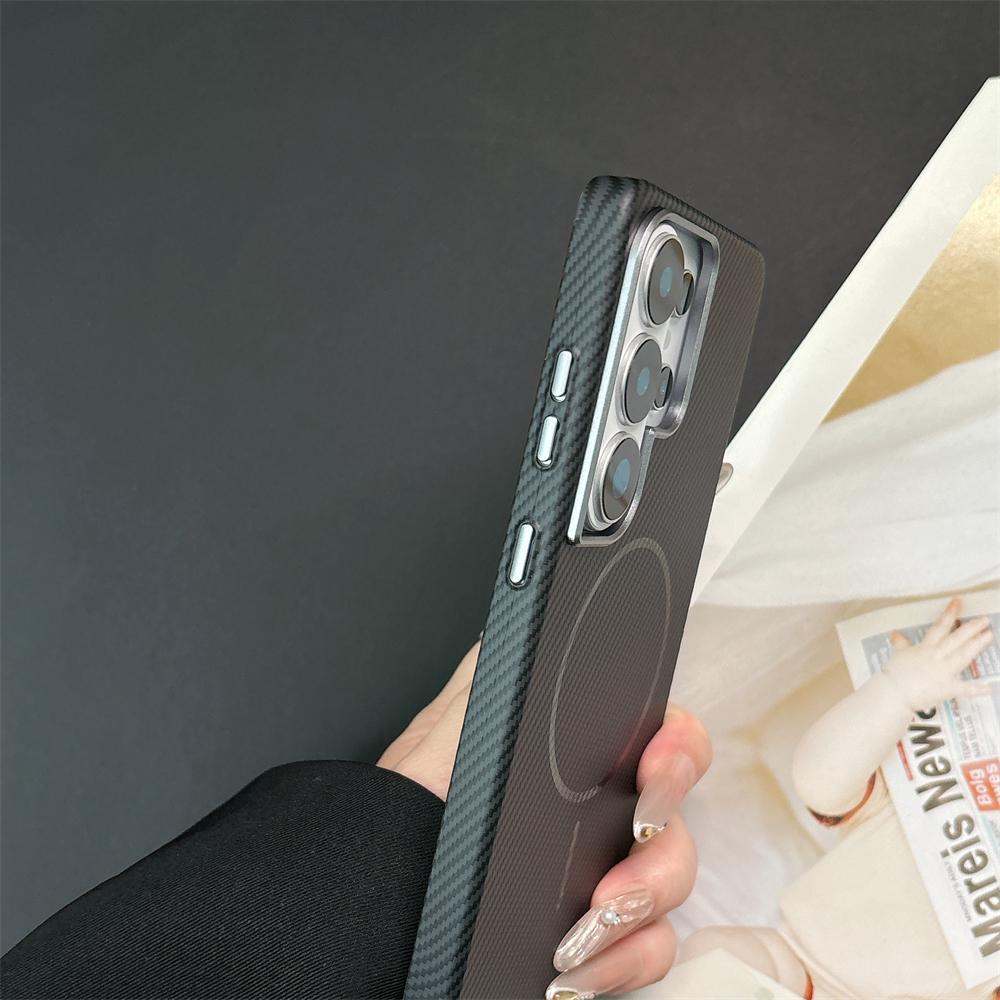 Luxury Slim Matte Carbon Fiber Case For Samsung Galaxy S25 Ultra S25 Plus S24 for Magsafe Wireless Charging Shockproof PC Cover