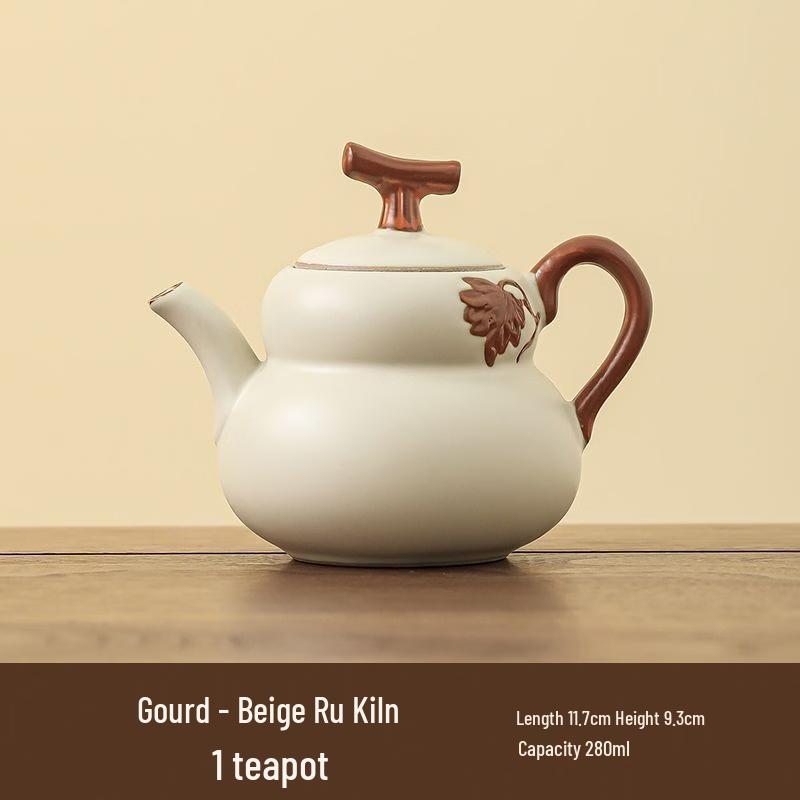 Chaxun Ru Ware Gourd Teapot