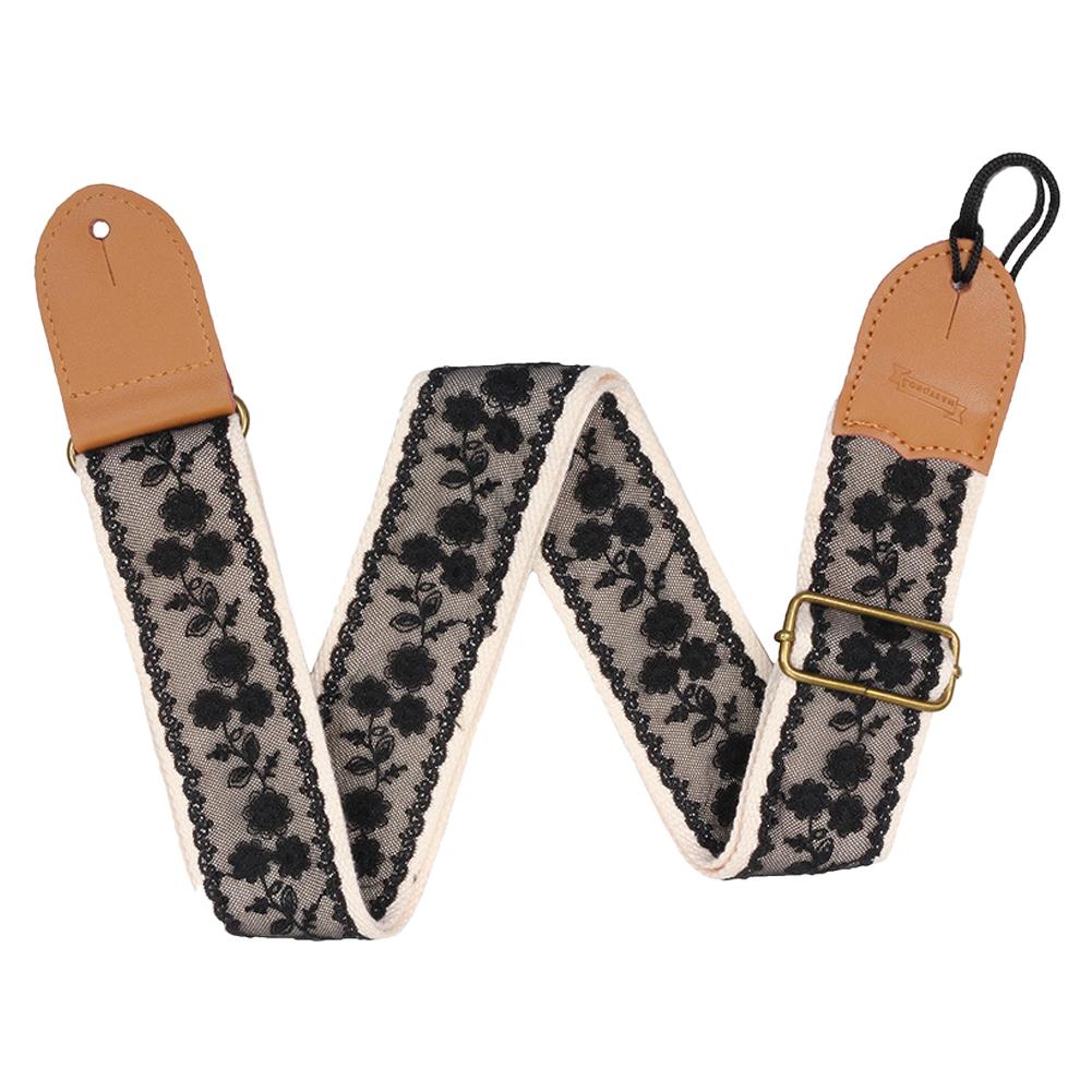 Guitar Strap Vintage Lace Pattern Shoulder Belt With Picks Universal For Bass Electric Acoustic Guitar