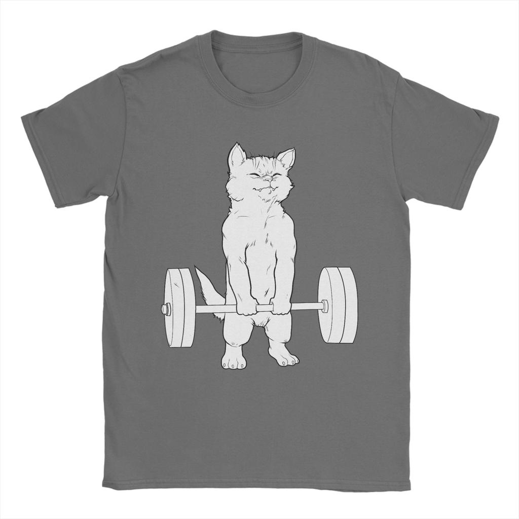 Cat Deadlift Powerlifting T Shirt Summer  Pure Cotton TShirts For Men Harajuku Casual Tee Shirt ShortSleeved Y2K Funny Tops