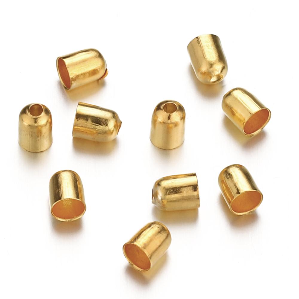 100pcs 3-10 Mm Fastener Leather Cords End CapsBracelets Buckle End Tip Tassel Crimp Beads Caps for DIY Jewelry Making Findings