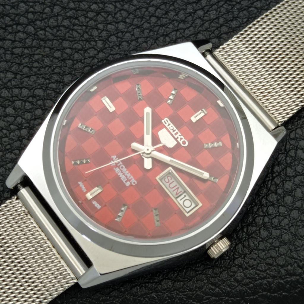 REFURBISHED JAPAN SEIKO 5 6309A AUTOMATIC MENS RED COLOR DIAL WATCH a440270-4 Sk-a440270