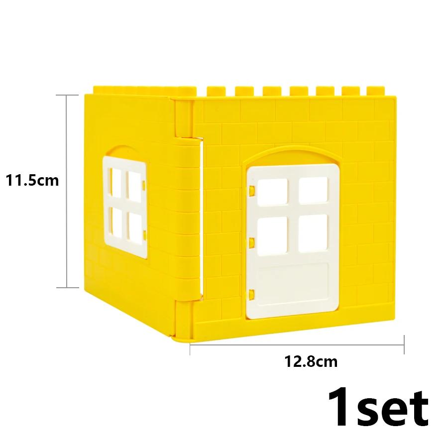 Big Size Building Blocks House Furniture Assemble Wall Fence Roof Door Window Construction Large Bricks Toys Compatible Duploes