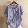 Women's Fashion Butterfly Prined Short Sleeve T-shirt Loose Cotton Shirt Casual Loose Summer Blouse Tops Plus Size