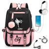 Large Capacity Schoolbag with Shoulder Strap; Student Three-piece Pencil Case Set