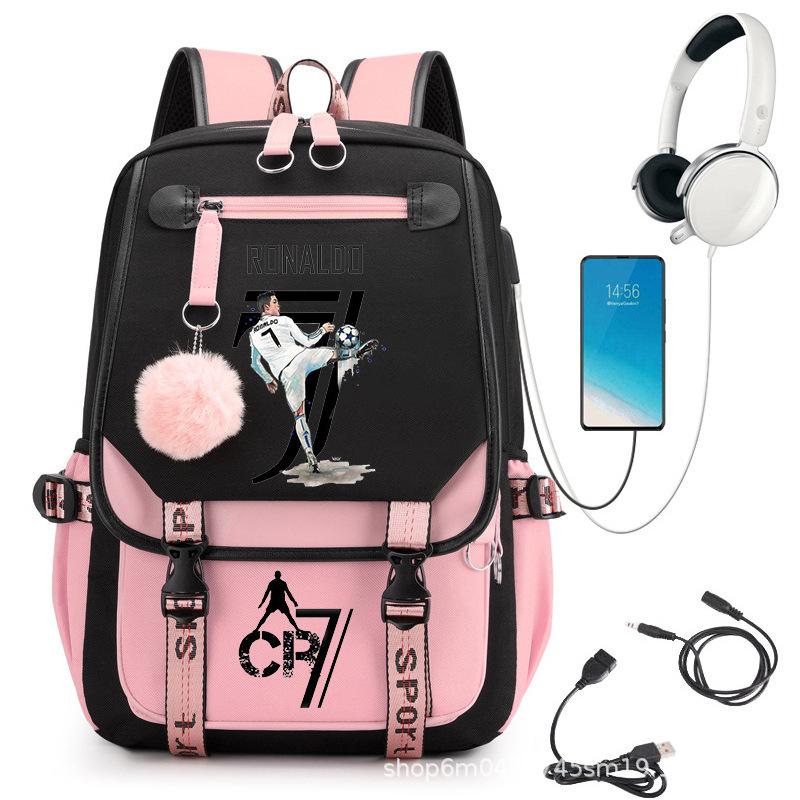 Large Capacity Schoolbag with Shoulder Strap; Student Three-piece Pencil Case Set