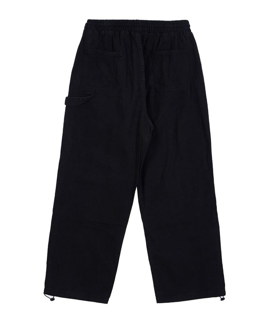 ASTRAL PROJECTION Wide Weathered Washed Elastic Waist Pants_Black