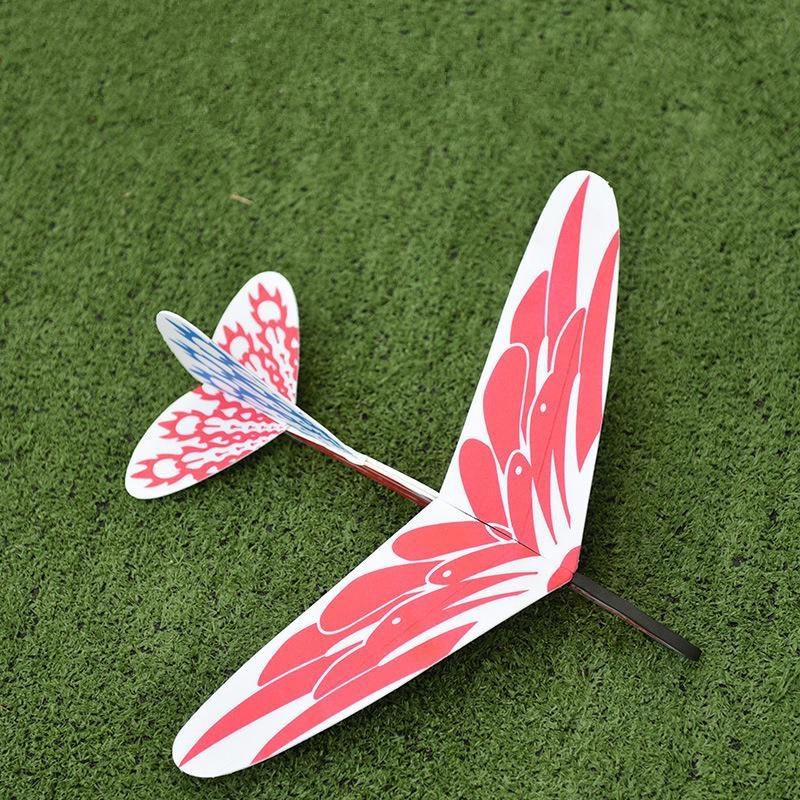 Creative Intelligence DIY Assembled Hand Throwing Foam Gyroscope Ejection Dual-purpose Aircraft Model Toy Model Aircraft Model