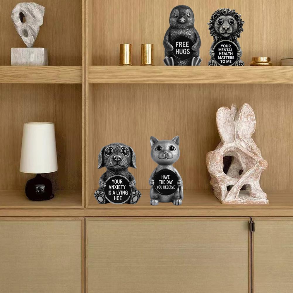 Cartoon Animal Figurine Your Anxiety Is A Lying Hoe Dog Cat Penguin Orangutan Lion Sculpture Home Office Decoration Ornament