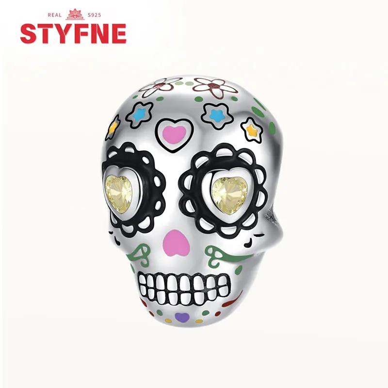 Genuine copper Luminous Halloween Charm Bead Charms Zombie Skeleton Dangle Bead Compatible With Authentic Bracelets Do It Yourself Fine Jewellery Gift