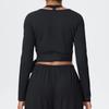 European Fashion Nude Feel Long Sleeve Bandage Yoga Suit for Women