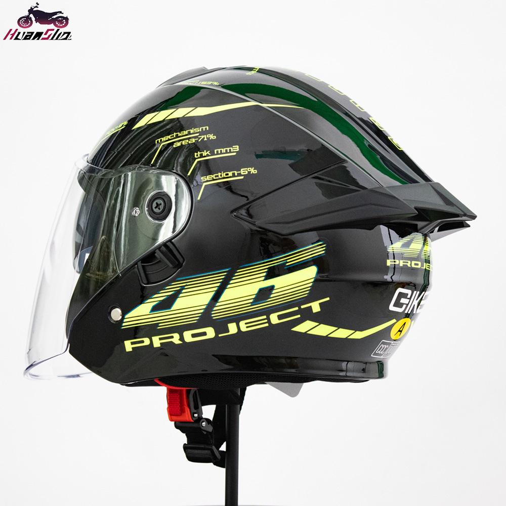 Unisex Electric Motorcycle Helmet with Double Visor - Breathable, 3C Compliant Half Helmet for Safety