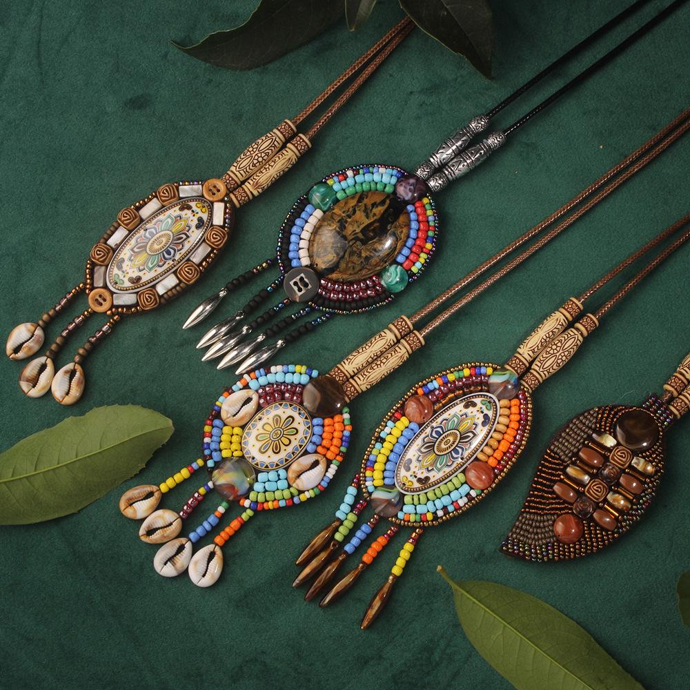 Bohemian Ethnic Leather Tassel Necklace