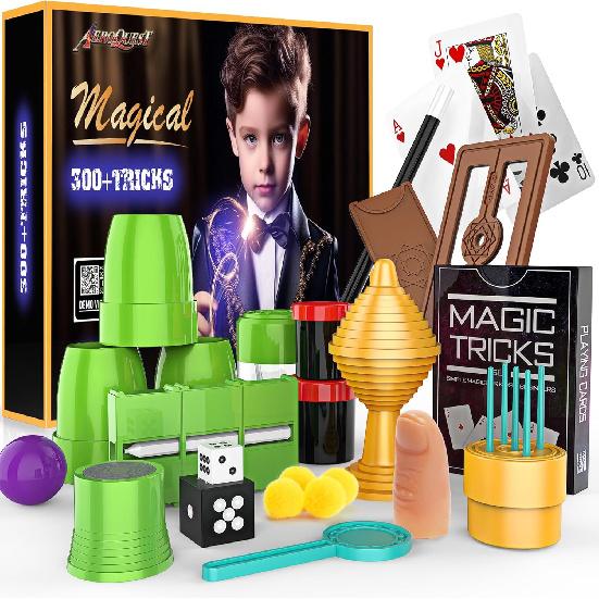 Magic Kit for Kids, 300+ Magic Tricks Perfect Toy for Boys and Girls, Magic Wand Magician Set with Instruction Manual and Video for Beginners Ages 6