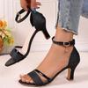 Women's Sandals 2025 Summer High Heels Fashion Open Toe Sandals Gold Silver Buckle  Shoes Sexy Thin Heels Wedding Shoes
